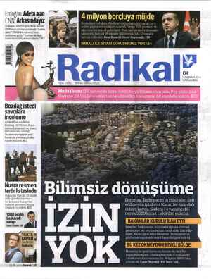 Radikal Gazetesi 4 Haziran 2014 kapağı