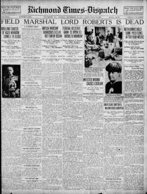 Richmond Times Dispatch Newspaper 15 Kasım 1914 kapağı