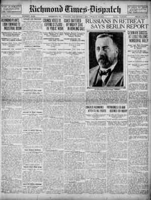 Richmond Times Dispatch Newspaper 8 Aralık 1914 kapağı