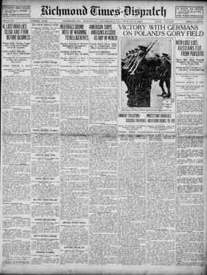 Richmond Times Dispatch Newspaper 9 Aralık 1914 kapağı