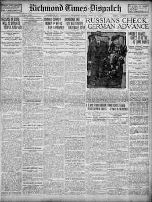 Richmond Times Dispatch Newspaper 12 Aralık 1914 kapağı
