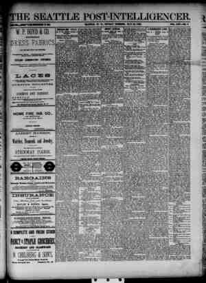 The Seattle Post-Intelligencer Newspaper May 20, 1888 kapağı