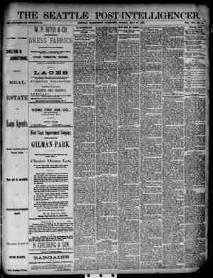 The Seattle Post-Intelligencer Newspaper May 27, 1888 kapağı