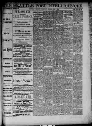 The Seattle Post-Intelligencer Newspaper June 3, 1888 kapağı