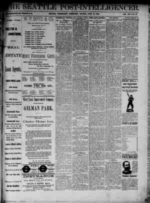 The Seattle Post-Intelligencer Gazetesi 10 Haziran 1888 kapağı