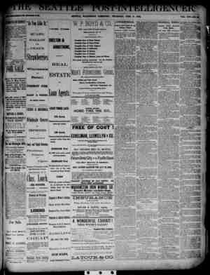 The Seattle Post-Intelligencer Newspaper June 14, 1888 kapağı