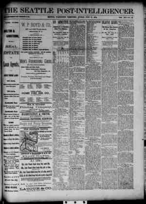The Seattle Post-Intelligencer Newspaper June 24, 1888 kapağı