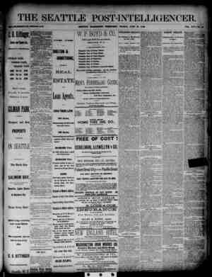 The Seattle Post-Intelligencer Gazetesi 29 Haziran 1888 kapağı