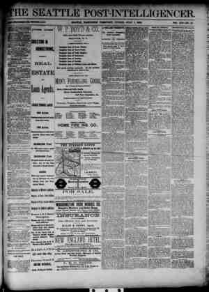 The Seattle Post-Intelligencer Newspaper July 1, 1888 kapağı
