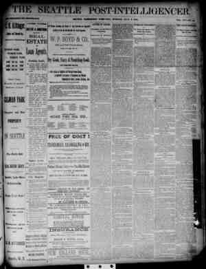 The Seattle Post-Intelligencer Gazetesi 3 Temmuz 1888 kapağı