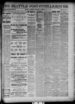 The Seattle Post-Intelligencer Newspaper July 4, 1888 kapağı
