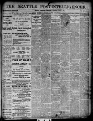 The Seattle Post-Intelligencer Newspaper July 7, 1888 kapağı