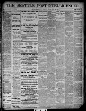 The Seattle Post-Intelligencer Gazetesi 13 Temmuz 1888 kapağı