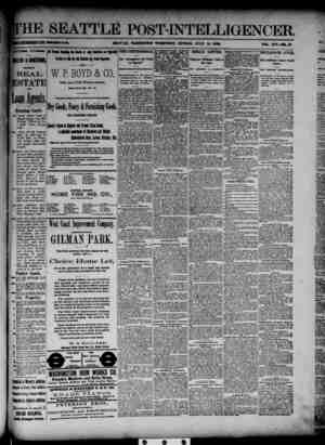 The Seattle Post-Intelligencer Newspaper July 15, 1888 kapağı