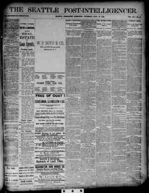 The Seattle Post-Intelligencer Gazetesi 19 Temmuz 1888 kapağı