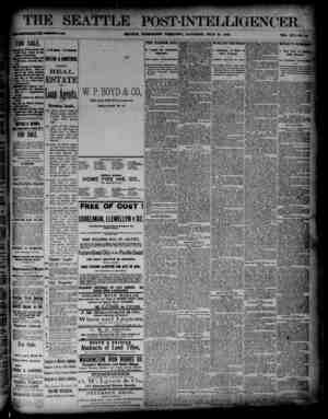 The Seattle Post-Intelligencer Gazetesi 21 Temmuz 1888 kapağı