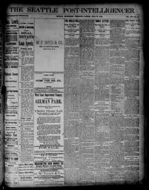 The Seattle Post-Intelligencer Newspaper July 22, 1888 kapağı