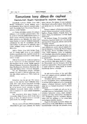  Cilt 1, Sayı 10 SEBİLÜRREŞAD — - L M S0 aBi — Komunizme karşı- dünya din cephesi Hamdullah Suphi Tanrıöver'in mühim beyanatı
