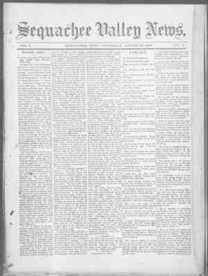 Sequachee Valley News Newspaper August 20, 1896 kapağı
