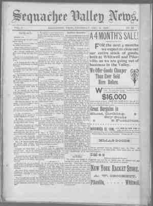 Sequachee Valley News Newspaper December 3, 1896 kapağı