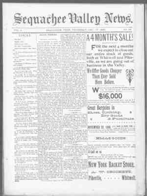 Sequachee Valley News Newspaper December 17, 1896 kapağı