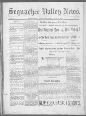 Sequachee Valley News Newspaper June 3, 1897 kapağı