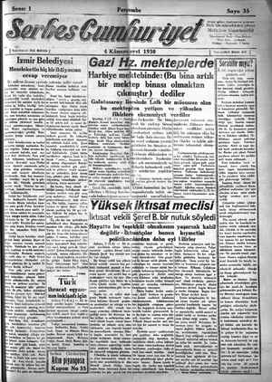 Serbes Cumhuriyet Gazetesi 4 Aralık 1930 kapağı