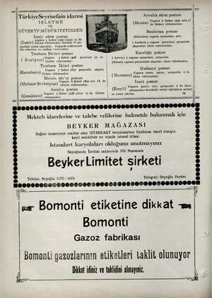  l fTürkiyeSeyrisefain idaresi” Ayvalık sürat postası ii ld İŞL — TME Vapuru 5 Şubat 1929 sale 17 | ç de Sirkeci rıhtımından: