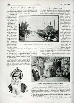    276 UYANIŞ N. 1703—18 « Sinan »in Hatırasını Tebcil Bir müsamere Martın 31 inzi Pazar günü mimar Sinanın 341 inci Usküdar