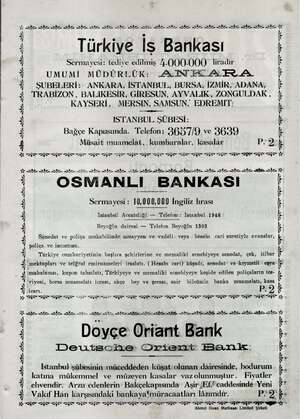  a a a a a ai a a a ae a a a a if if li b a Türkiye İş Bankası Sermayesi: tediye edilmiş 4.000.000 liradır UMUMİ MÜDÜRLÜK:...