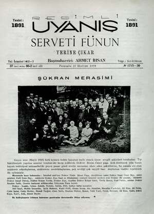  1891 YANIN 1891 SERVETİ FUNUN YERİNE ÇIKAR Tel: İstanbul 1402—3 Başmuharriri: AHMET IHSAN Telgr.: Servetifünun 37 inci sene