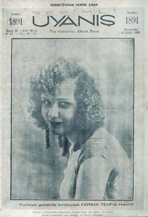 Servetifunun (Uyanış) Dergisi 12 Eylül 1929 kapağı