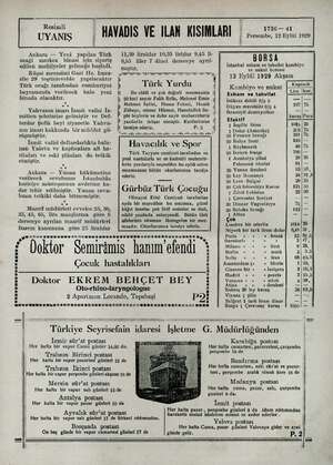    Resimli UYANIŞ HAVADIS VE İLAN KISIMLARI 1726— 41 Perşembe, 12 Eylül 1929 Ankara — Yeni yapılan Türk ocaği merkez binası