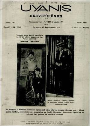 Servetifunun (Uyanış) Dergisi 17 Ekim 1929 kapağı