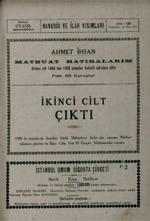   şğmününınz A Vga m şe Şe Resimli h , “a ei UYANIŞ. HAVADİS VE İLÂN KISIMLARI 7 1 e e bulunan Sigorta Hanı dahilindedir. al |