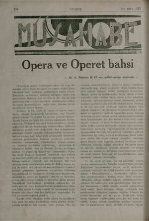    218 UYANIŞ Opera ve Operet bahsi — M. A. Feridun B, Ef. nin mülâhazalariı vesilesile — #Uyuruşamı geçen nüshasında çıkın
