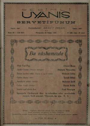 Servetifunun (Uyanış) Dergisi 23 Nisan 1931 kapağı