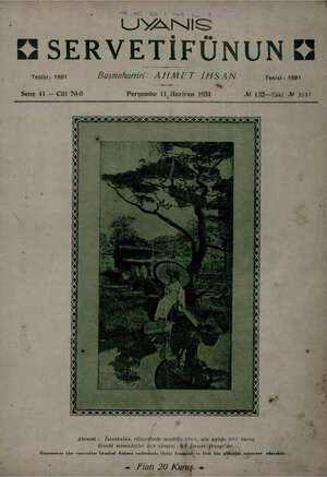 Servetifunun (Uyanış) Dergisi 11 Haziran 1931 kapağı