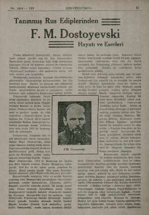  “No. 1813 — 133 Tanınmış Rus Ediplerinden —-—— SERVETİFÜNÜN 77 E.M. A. Dostoyevski Fiodor Mihailoviç Dostöyeveki, dünya...