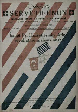Servetifunun (Uyanış) Dergisi 29 Ekim 1931 kapağı