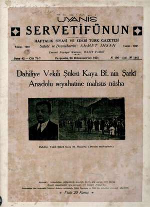 Servetifunun (Uyanış) Dergisi 24 Aralık 1931 kapağı
