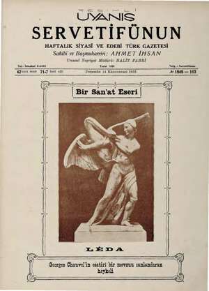 Servetifunun (Uyanış) Dergisi 14 Ocak 1932 kapağı