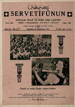 Servetifunun (Uyanış) Dergisi 29 Ocak 1932 kapağı