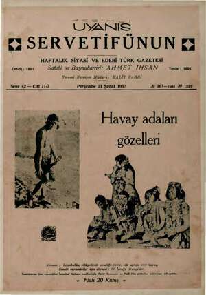 Servetifunun (Uyanış) Dergisi 11 Nisan 1932 kapağı