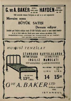    Gi. ve A. BAKER sas HAYDEN sc 1860 senesinde müesses rinin on vali ve en asri mağazalarıdır li Mevsim sonu BÜYÜK SATIŞI...