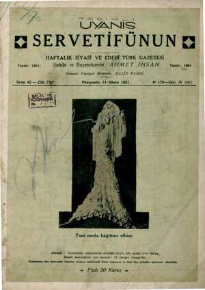 Servetifunun (Uyanış) Dergisi 14 Nisan 1932 kapağı