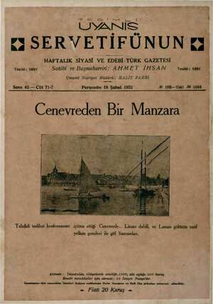 Servetifunun (Uyanış) Dergisi 18 Nisan 1932 kapağı