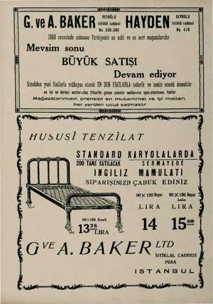    İ Gve BAKER AADEN EZ J66Ü senesinde müesses kiye en ei ve en asri mağazalarıdır Mevsim sonu BÜYÜK SATIŞI Devam ediyor...