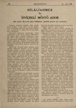  187 SERVETİFÜNUN No, 1863—168 HİLALİAHMER Ve İSVİÇRELİ MÖSYO ADOR | Bu makale Bayramda çıkan Hilâliahmer gündelik gazetesi