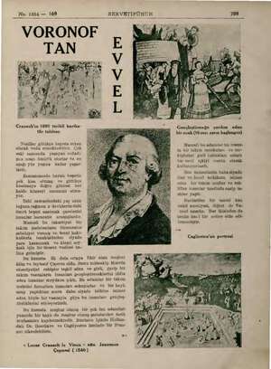  No. 1854 — 169 SERVETİFÜNUN VORONOF TAN Cranach'ın 1890 tarihli karika- tür tablosu Nesiller gittikçe hayata erken olarak...